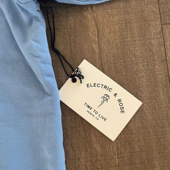NWT Electric & Rose Women's Puff Sleeve Sweatshirt Size L Blue Cottagecore Boho - Picture 5 of 11